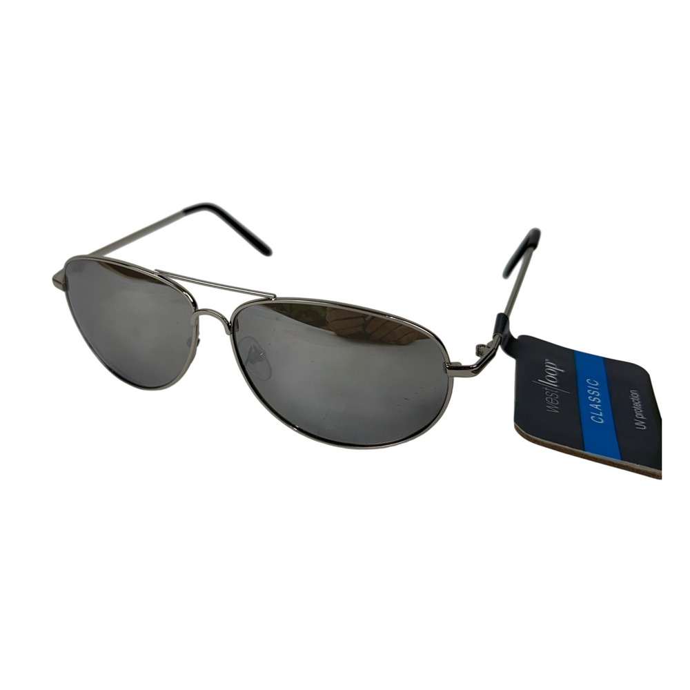 West‎ Loop Classic Aviator Sunglasses Gunmetal Metal Frame UV Protection NEW